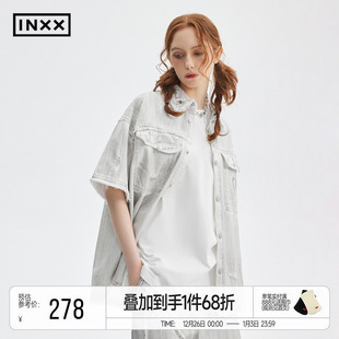 外套 衬衣男复古做旧破洞衬衫 INXXAPYD 小众设计感废土风短袖