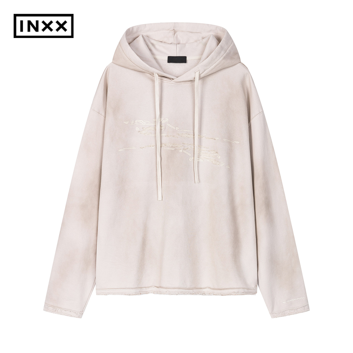 INXX复古做旧风渐变连帽卫衣男立体字母印花上衣女XBF3101247