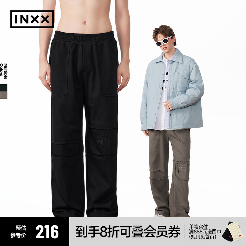 INXXStandby 黑色运动休闲裤男膝盖做破复古宽松直筒裤子潮牌