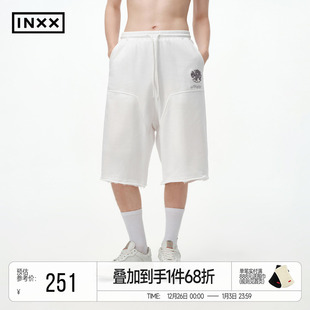 女 男结构设计宽松针织短裤 INXXMASTER 雕龙图案插针绣五分裤