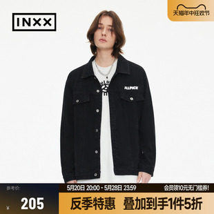 ALLPICK 复古水洗牛仔外套男简约个性 INXX 夹克潮牌宽松牛仔衣