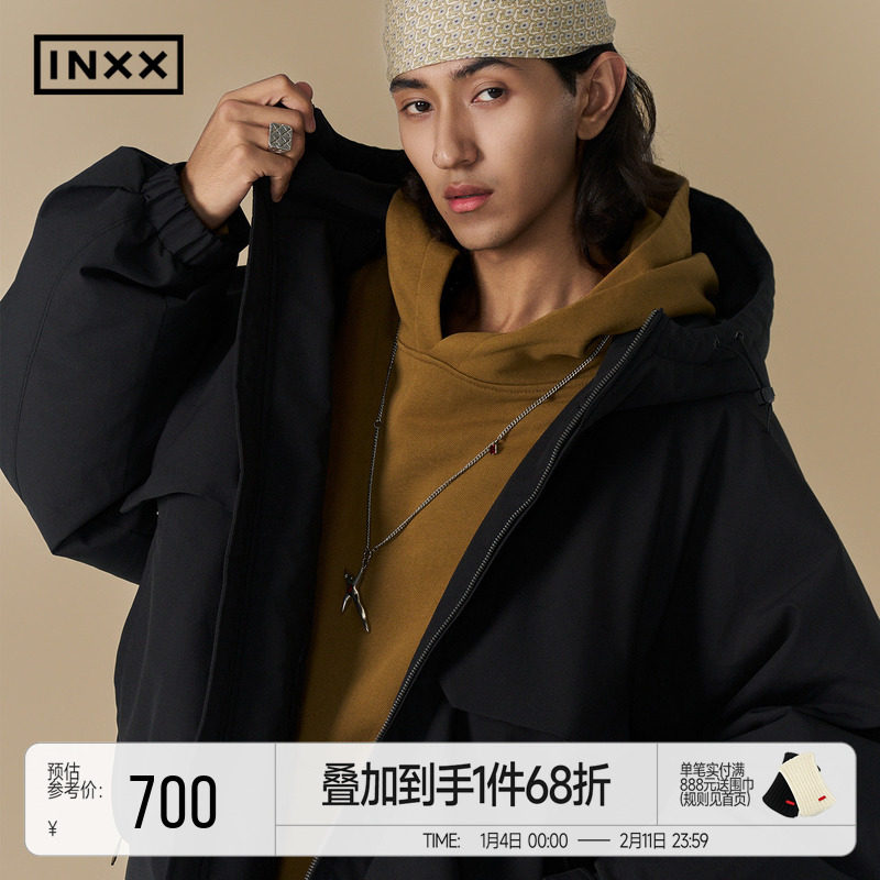 INXX轻户外感宽松连帽鸭绒羽绒服时尚休闲情侣款保暖冲锋外套