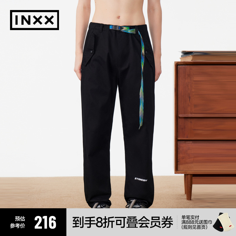 INXXStandby 潮流街头休闲长裤男织唛腰带可调节宽松直筒裤