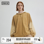 INXXAPYD 渐变色灯芯绒卫衣外套男连帽绑带潮流帽衫 无性别