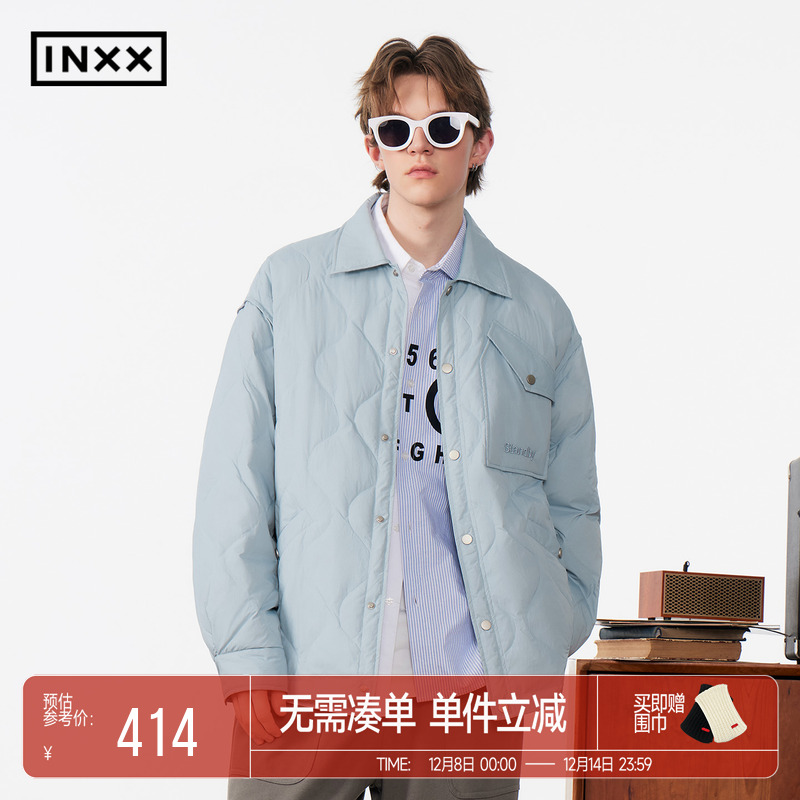 苏晓彤同款INXX Standby 工装感衬衫式羽绒服葫芦纹轻便保暖外套