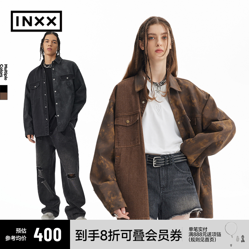 【INXX】APYD 做旧复古牛仔外套男宽松解构拼接夹克休闲上衣情侣