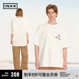宽松休闲圆领上衣女 INXX 简约基础纯色短袖 T恤男字母logo中袖