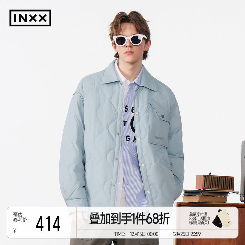 苏晓彤同款INXX Standby 工装感衬衫式羽绒服葫芦纹轻便保暖外套