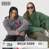 情侣 男慵懒风宽松毛衣帽衫 INXXAPYD 爱心刺绣绞花连帽针织衫