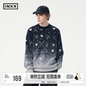 明星同款 毛衣 情侣款 INXX仿貂毛渐变圆领针织衫 宽松慵懒感秋季