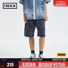 【INXX】APYD 复古斑驳感牛仔短裤男潮流美式做旧直筒休闲五分裤