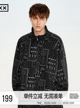 INXX老钱风复古老花外套男满印甲骨文无性别休闲开衫夹克女