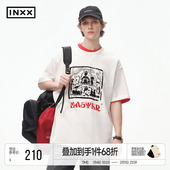 男女同款 INXXMASTER 组合刺绣短袖 冲霄汉植绒印花上衣情侣