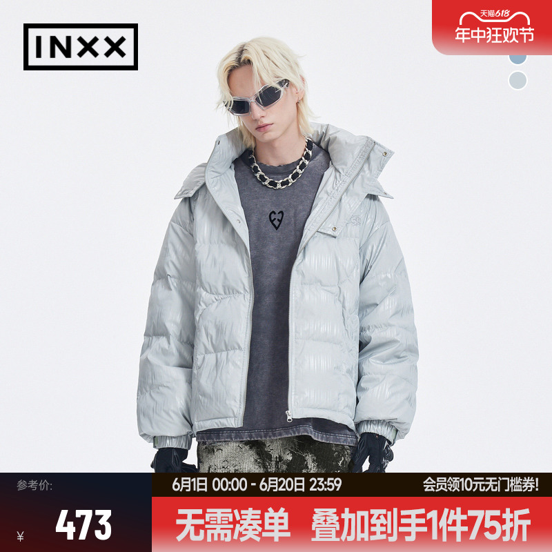 【INXX】Standby 潮牌宽松羽绒服男情侣可拆卸帽子外套