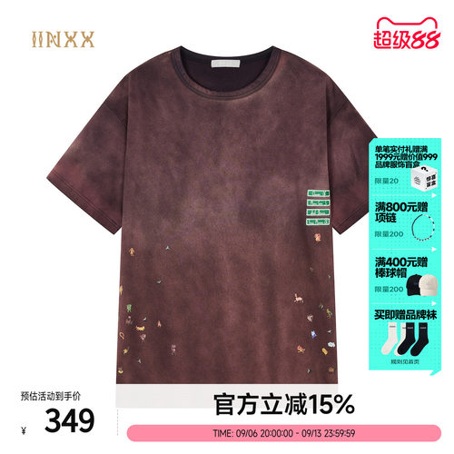 INXX宽松印绣花做旧中性风短袖