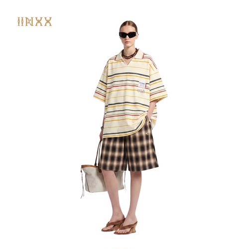 INXX海鸥领条纹撞色T恤男女同款