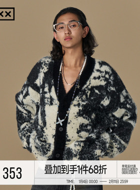 明星同款 INXX仿貂毛时尚设计感针织开衫宽松慵懒冬季情侣款毛衣