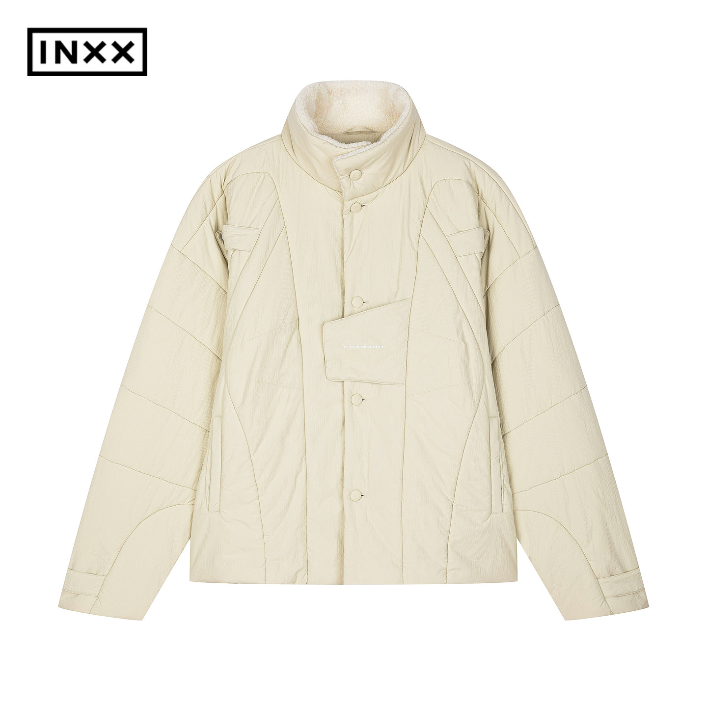 INXX潮牌纯色结构拼接设计棉服男字母印花外套女XBF4161059,男装,棉衣,淘宝优惠券,粉丝福利购,淘宝优惠卷