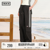 工装 感休闲裤 男错位撞色织带直筒裤 INXX美式 宽松阔腿高腰长裤