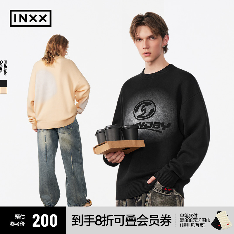 【INXX】Standby 简约圆领套头毛衣男复古喷染慵懒感针织衫情侣