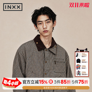 INXX潮牌新品灯芯绒格子夹克休闲大众外套男女同款XRG4145543