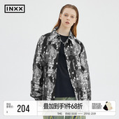 复古时尚 长袖 衬衫 INXXAPYD 男女同款 国风水墨感满印宽松衬衣