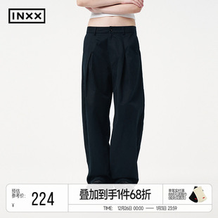 简约撞色字母印花阔腿长裤 INXX潮牌基础纯色休闲裤 男女同款