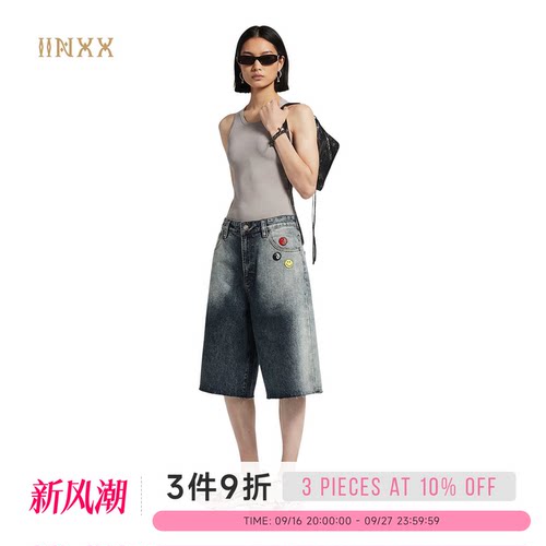 INXX宽松做旧牛仔男女通用短裤