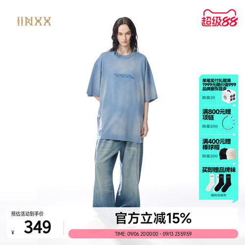 INXX纯棉印花水洗做旧宽松短袖