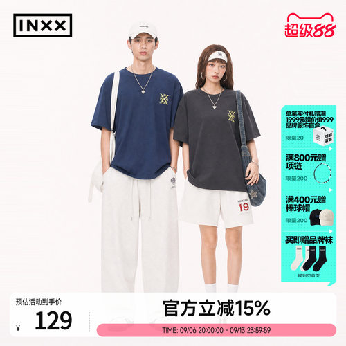 INXXMASTER中式壁画图案印花T恤男夏凉感速干短袖宽松圆领上衣女