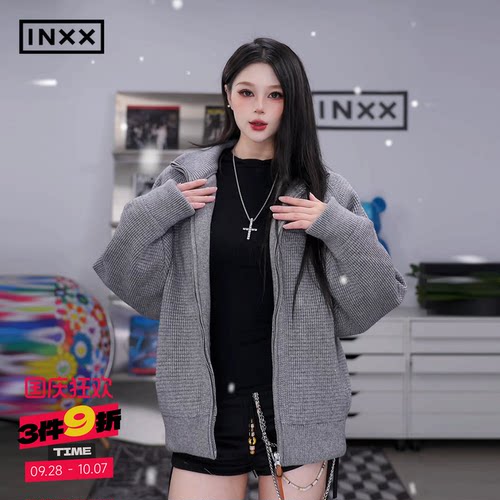 INXX时尚潮牌小众针织轻薄羽绒服男女同款宽松立领冬季保暖外套