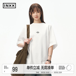 潮宽松休闲圆领T恤情侣装 夏季 男女同款 INXX简约纯色基础短袖