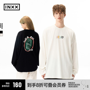 校園風(fēng)長(zhǎng)袖 美式 T恤男彩色字母印花上衣基礎(chǔ)圓領(lǐng)打底衫 INXX 女