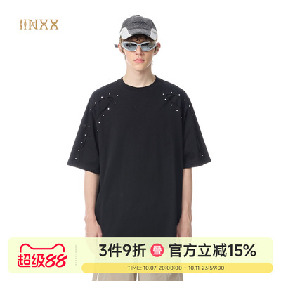 INXX解构剪裁铆钉装饰T恤