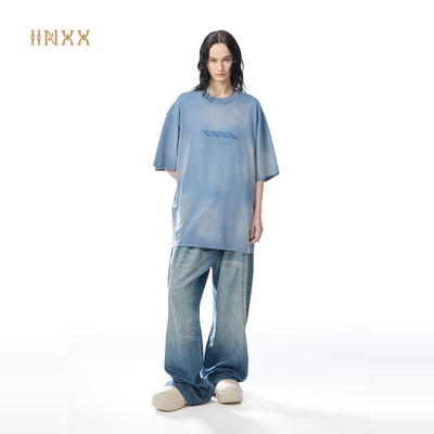 INXX纯棉印花水洗做旧宽松短袖