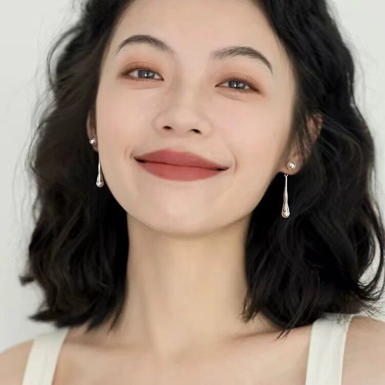 925银水滴珍珠耳钉2025新款小众设计爆款耳环女轻奢耳饰