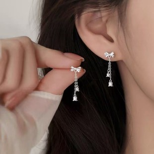 925纯银蝴蝶结铃兰耳钉女小众2025新爆款耳环高级感耳饰