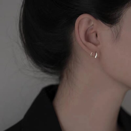 s925纯银螺旋耳环女简约日韩线条设计气质甜美可爱耳钉耳坠饰品潮