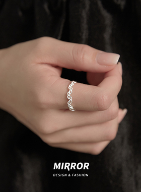 925纯银交织线条戒指女指环小众设计ins风简约个性时尚网红