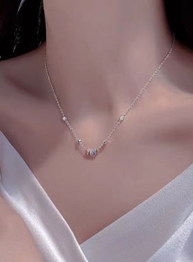 925纯银彩虹转运珠项链轻奢小众锁骨链女2024新款爆款夏