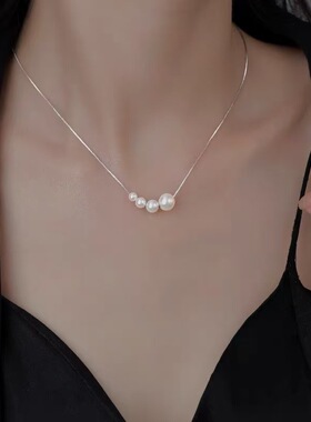 925纯银珍珠项链2025新款爆款女款高级设计感小众锁骨链