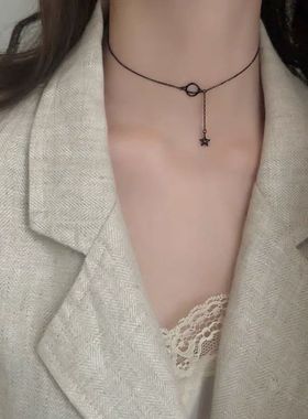 黑色星球ins韩版锁骨链