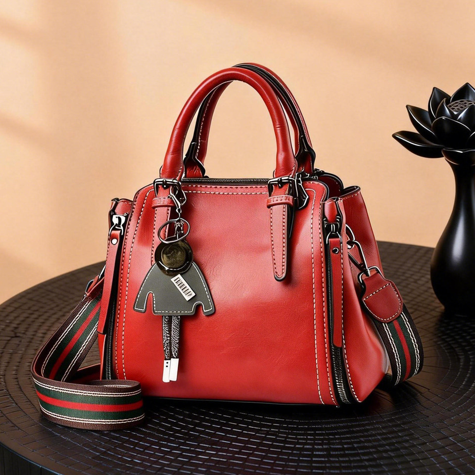 2025新款红色手提包女大容量通勤斜挎包高级感托特包女包简约