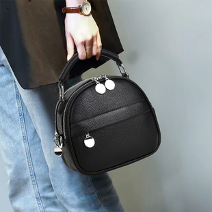 黑色皮质手提包女小包简约2025新款小包包时尚单肩斜挎包包复古