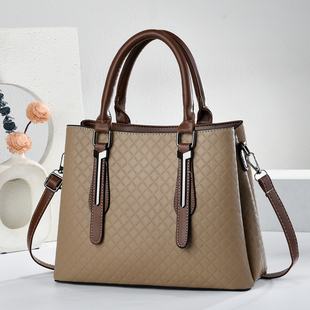 复古风菱格纹手提包女大容量百搭斜挎托特包通勤女包2026春季新款