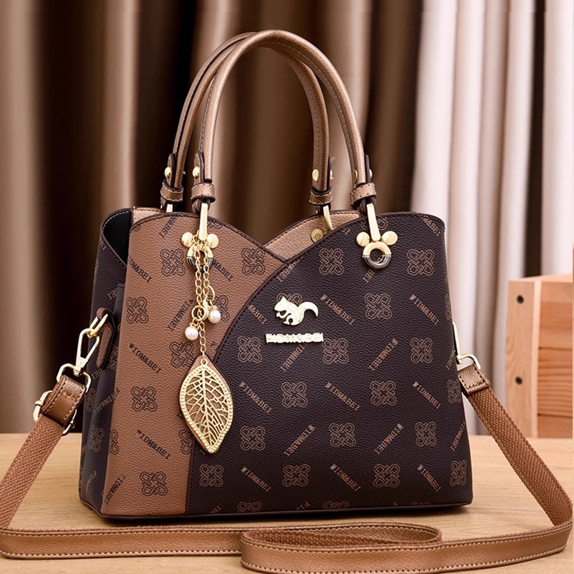 印花托特包女2025新款高级感时尚手提斜挎包大容量女包复古