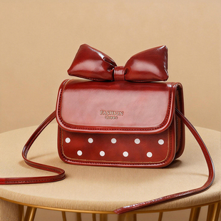 韩版蝴蝶结波点小方包女单肩斜挎包女包小包单肩包可爱风2026春季