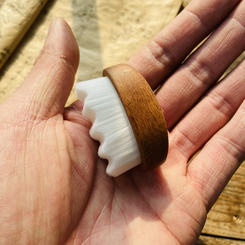 花梨木榉木文玩刷万毛刷软毛橄榄核绿松石雕刻件手把件清灰护理