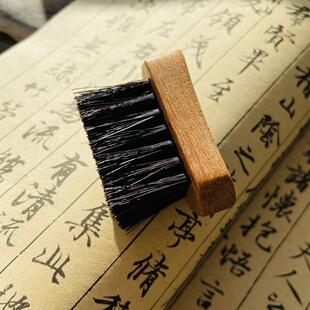 高端迷你手工马鬃文玩专用软毛刷子核桃手串鬃毛木柄方块便携