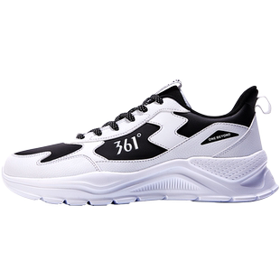 361男鞋休闲跑步鞋2025春秋新款皮面运动鞋子男款保暖减震老爹鞋